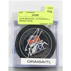 LEON DRAISAITL  AUTOGRAPHED HOCKEY PUCK