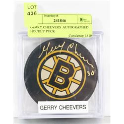 GERRY CHEEVERS  AUTOGRAPHED HOCKEY PUCK