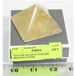 YELLOW QUARTZ PYRAMID SHAPE HEALING STONE