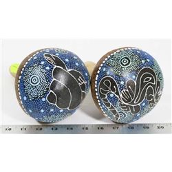 PAIR OF HAND PAINTED MARACAS