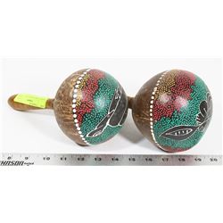 PAIR OF HAND PAINTED MARACAS