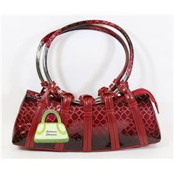 RED SNAKESKIN STYLE HANDBAG
