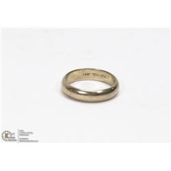 STAMPED 14K WHITE GOLD BAND RING SIZE 9.5