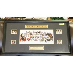 2002 OLYMPIC GOLD FRAMED PICTURE DISPLAY.