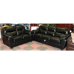 NEW BLACK LEATHERETTE 86" SOFA WITH 65" LOVE SEAT