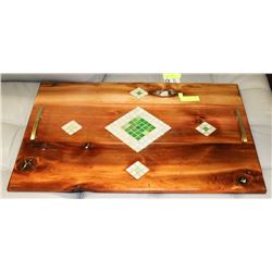 LARGE WOODEN MOSAIC BED TRAY