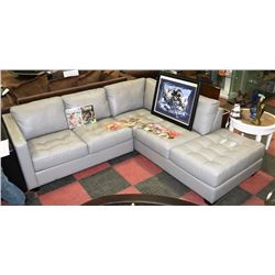 LARGE LIGHT GREY LEATHERETTE SECTIONAL