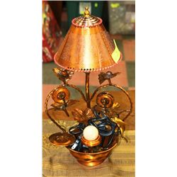 COPPER LAMP & WATER FOUNTAIN, 17" TALL