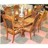 Image 1 : VINTAGE ESTATE WOOD TABLE WITH 6 WOOD AND WICKER