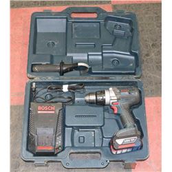 BOSCH 18 VOLT DRILL, CHARGER, 1 LITHIUM BATTERY