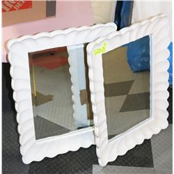 2 PC MATCHING SHOWHOME WHITE LACQUER MIRROR