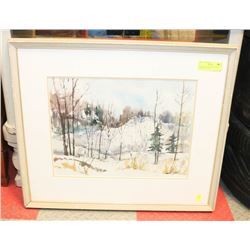 ORIGINAL WATERCOLOR SIGNED - SNOWY MOUNTAIN
