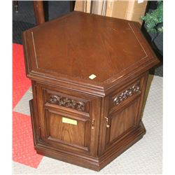 HEXAGONAL SIDE TABLE  WITH TWO DOORS