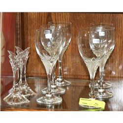 SET OF 6 GERMAN GLASSES WITH 2 CANDLE HOLDERS