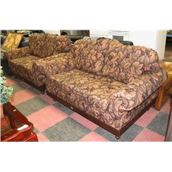 PAIR OF UPHOLSTERED LEAF DESIGN WOOD TRIM 68"