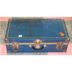 VINTAGE UNION BLUE & BRASS TRUNK
