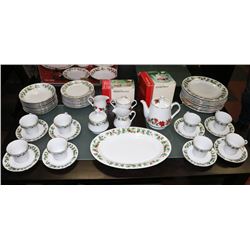45 PC CHRISTMAS FINE CHINA DINING SET, INCLUDES