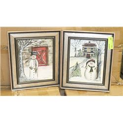 PAIR OF FRAMED FROSTY THE SNOWMAN PICTURES