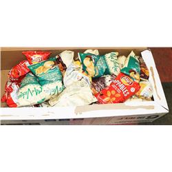 LARGE 6 SHELF BOX OF ASSORTED CHIPS ON CHOICE