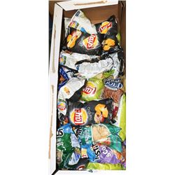 LARGE 6 SHELF BOX OF ASSORTED CHIPS ON CHOICE