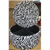 Image 2 : ZEBRA PATTERN STORAGE OTTOMAN