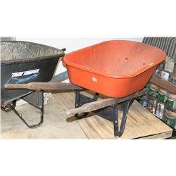 WHEEL BARROW - FULL SIZE - RUBBER TUB ORANGE.