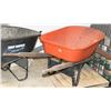 Image 1 : WHEEL BARROW - FULL SIZE - RUBBER TUB ORANGE.