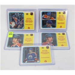 GROUP OF 5 VINTAGE 1981/82 WAYNE GRETZKY CARDS