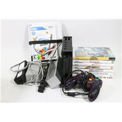 WII CONSOLE WITH 9 GAMES.