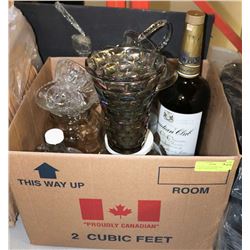 LOT OF 4- 1 GALLON JARS AND LARGE CANADIAN BEER