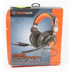 PAIR OF BLACK WEB GAMING HEADSET WITH MICROPHONE
