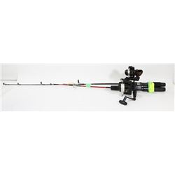 2 ICE FISHING RODS AND REELS