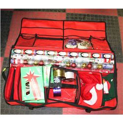 RED STORAGE BAG FULL OF CHRISTMAS