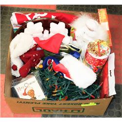 LARGE BOX W/CHRISTMAS ITEMS INCL. LED