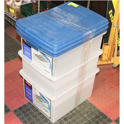 LOT OF 3 RUBBERMAID FILE TOTES