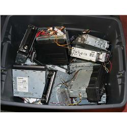 LARGE PLASTIC BIN WITH CAR AUDIO DECKS