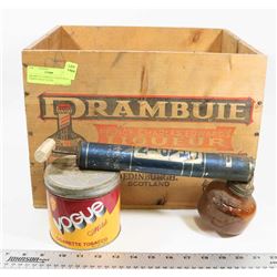 DRAMBUIE 12 BOTTLE CRATE WITH CHAPIN INSECTACIDE