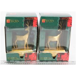 PAIR OF BRASS REINDEER STOCKING HOLDERS