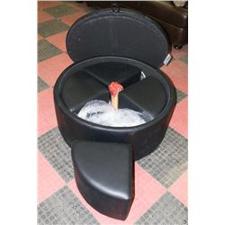 NEW BLACK LEATHERETTE STORAGE OTTOMAN WITH 4 STOW