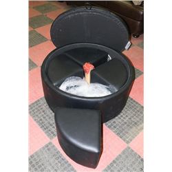 NEW BLACK LEATHERETTE STORAGE OTTOMAN WITH 4 STOW