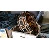 Image 3 : 2 BOXES ELECTRICAL CABLE, GUTTER PROTECTOR, AND CABLE AND COLOURED GLASS CHANDELIER