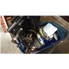 Image 2 : TOTE OF ESTATE GOODS, BIKE EXERCISE MOUNT, AND FOLDING CART