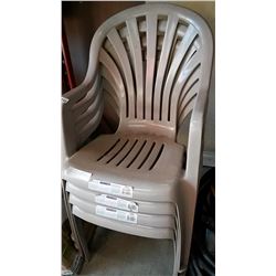 4 GRACIOUS LIVING PLASTIC STACKING PATIO CHAIRS