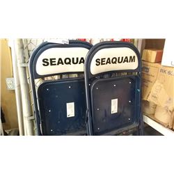 2 METAL SEAQUAM FOLDING CHAIRS