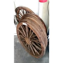 9 WOODEN DECORATIVE WAGON WHEELS