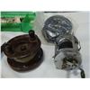 Image 2 : 3 VINTAGE FISHING REELS AND ONE VINTAGE SPOOLS