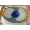 Image 3 : ART GLASS CENTER BOWL AND FRAMED ABSTRACT