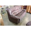 Image 2 : 3 PIECE BURGUNDY LEATHER RECLINER SOFABED AND 2 RECLINING ARM CHAIRS