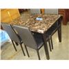 Image 2 : NEW MARBLE LOOK DINING TABLE AND 4 CHAIRS, RETAIL $799