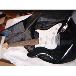 ACADEMY BLACK AND WHITE ELECTRIC GUITAR W/ SOFT CASE